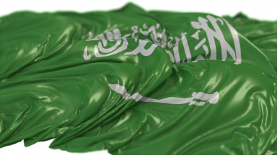  العلم الوطني للمملكة العربية السعودية ، معزولة على خلفية بيضاء